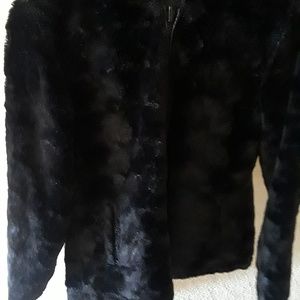 Nice Girls hooded black faux fur jacket